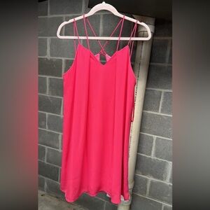 Hot pink strappy dress- could also be worn with jeans as a tunic